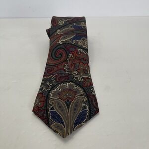 Liberty of London Paisley Floral Burgundy Blue Silk Tie 3.5" Width Made in‎ USA